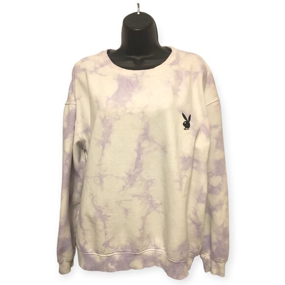 Playboy X Missguided Lilac Tie Dye Oversized Crew Neck Sweatshirt Small - Picture 2 of 6